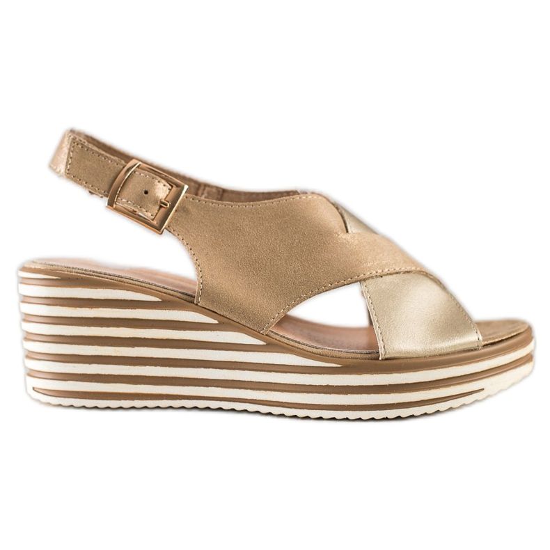 Golden Sandals On Wedge Sergio Leone