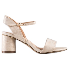 Evento Stylish Sandals On A Bar beige golden Evento Stylish Sandals On A Bar beige golden