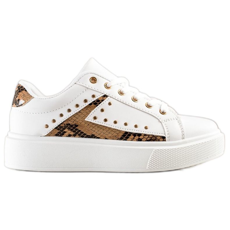 SHELOVET White Sneakers On The Platform beige black