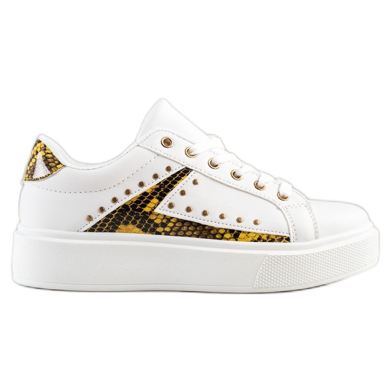 SHELOVET White Sneakers On The Platform black yellow SHELOVET White Sneakers On The Platform black yellow