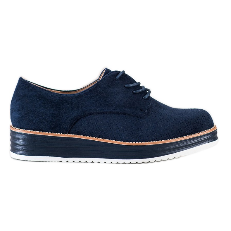 Renda Openwork shoes on the platform navy blue blue