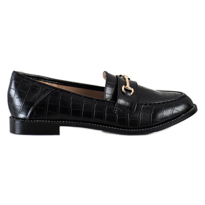 SHELOVET Elegant Loafers With Cubic Zirconia black