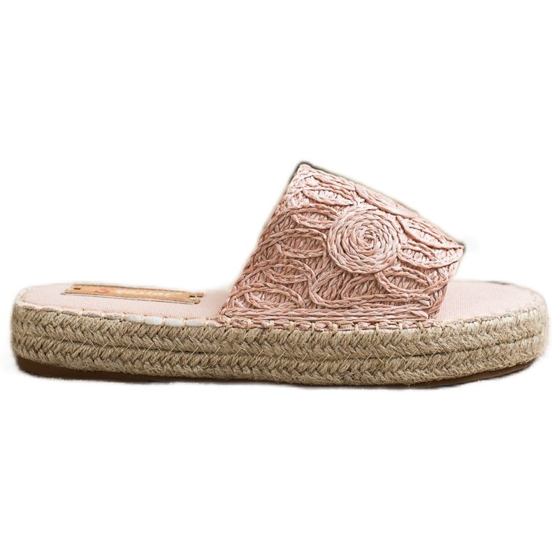 Seastar Slippers On A Straw Platform beige pink