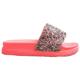 Seastar Fashionable Slippers On The Platform red pink silver