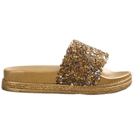 Seastar Fashionable Slippers On The Platform silver golden