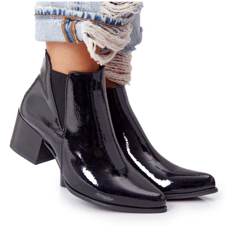 Lacquered Boots On High Heel Sergio Leone BT153 Black