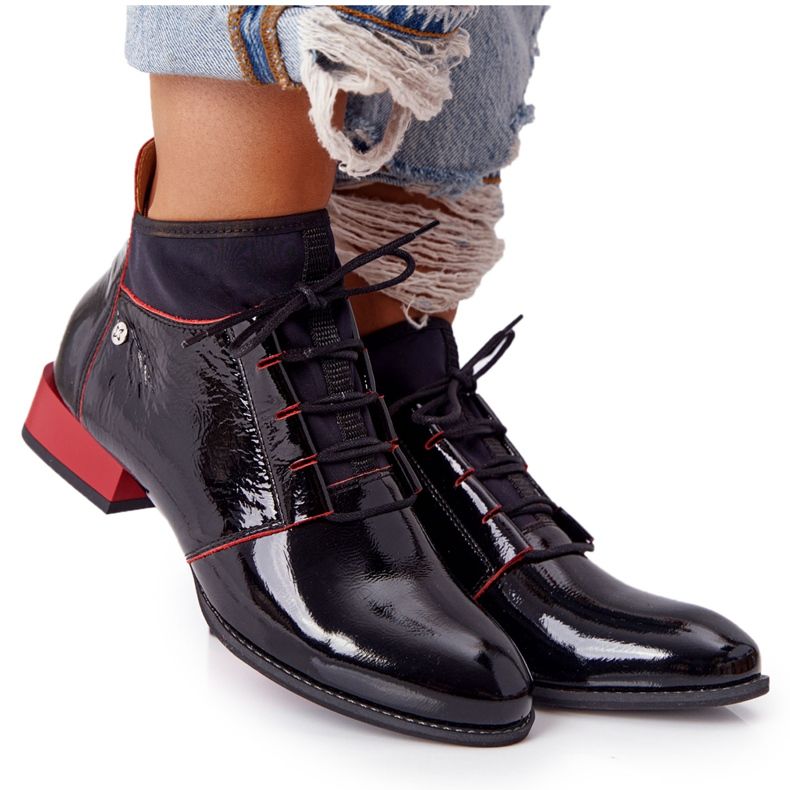 Leather Boots Maciejka 04744-16 Black-Red Boot