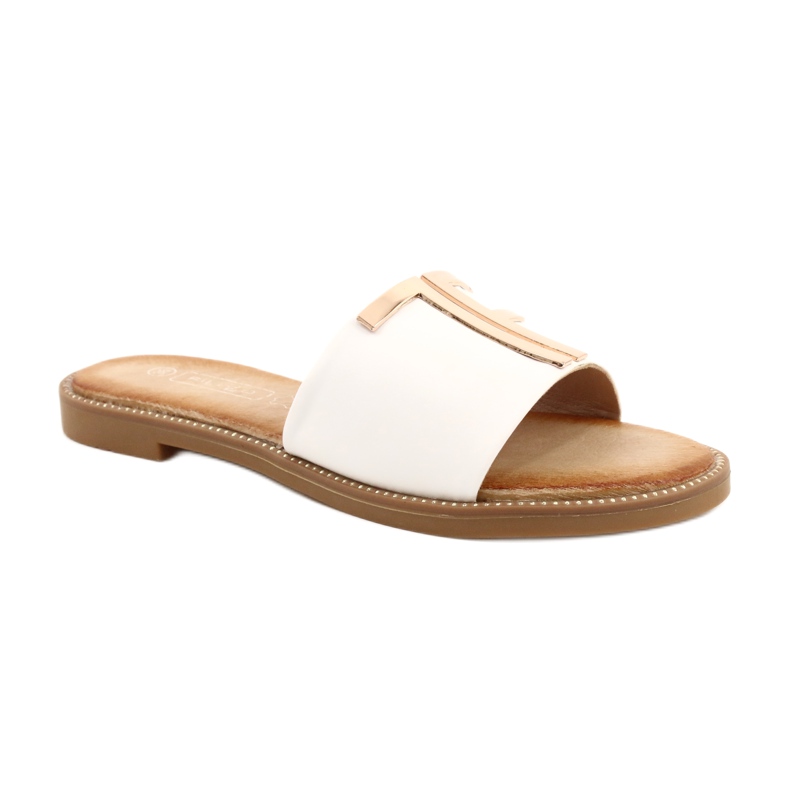 Filippo Fashionable women's white and gold slippers