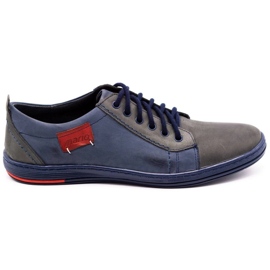 Olivier Men's leather shoes 695MP navy blue