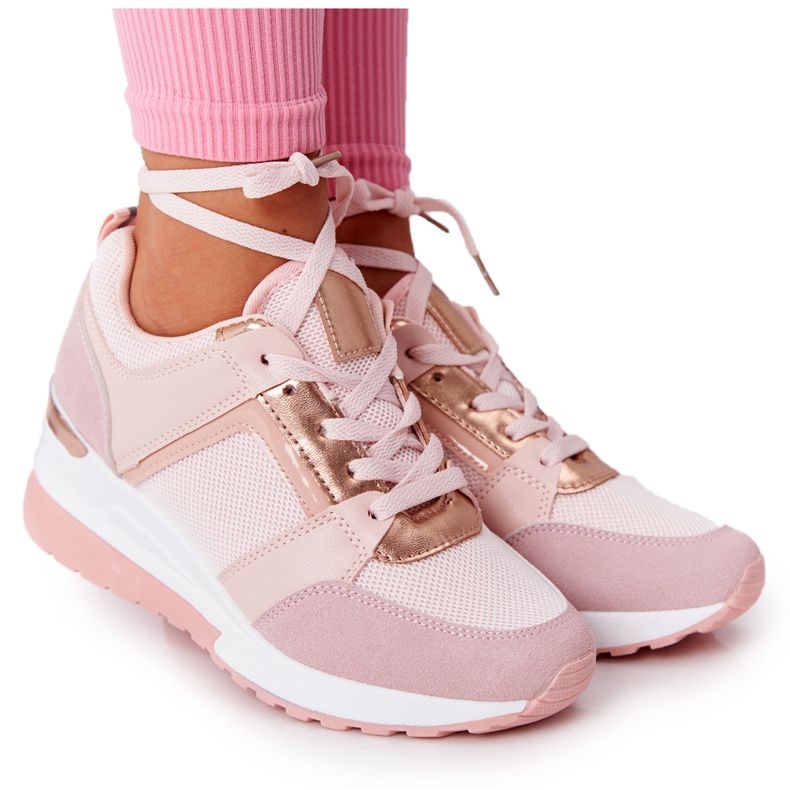 PS1 Wedge Sneakers Pink Bye Bye Love golden