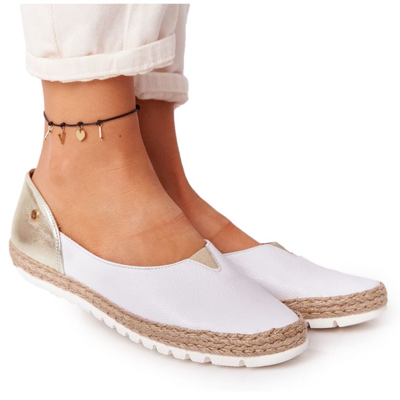 Leather Maciejka 05056-11 white and gold ballerinas golden Leather Maciejka 05056-11 white and gold ballerinas golden