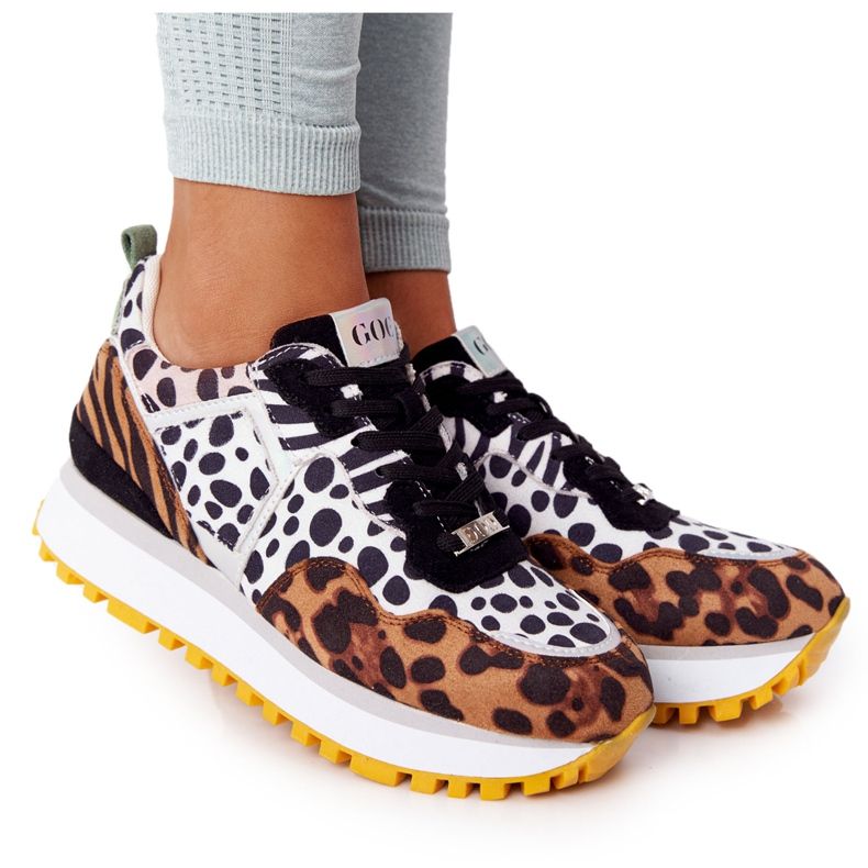 Suede Sports Shoes On The Platform GOE HH2N4003 Brown white black