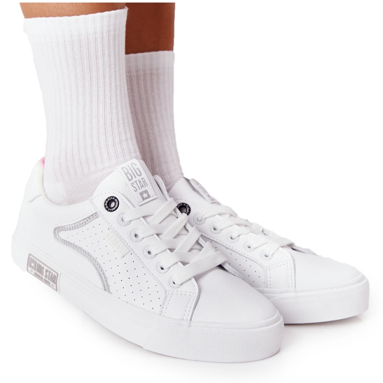 Women's Leather Sneakers Big Star HH274075 White and Silver