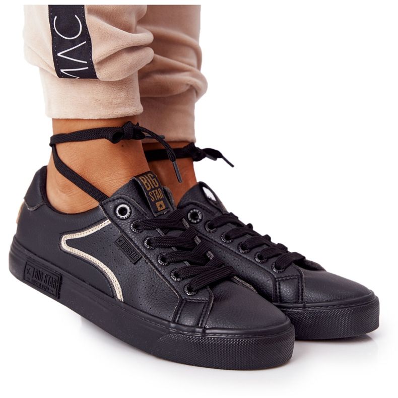 Women's Leather Sneakers Big Star HH274078 Black-Silver