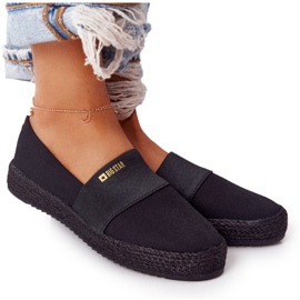 Black Espadrilles On A Braided Sole Big Star HH274482 golden