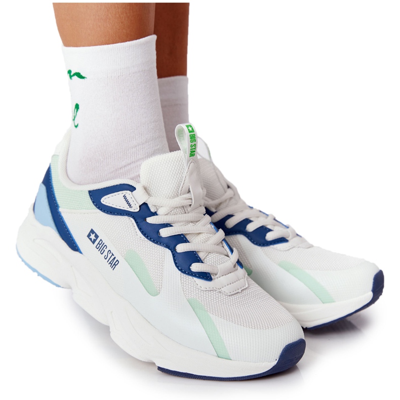 Women's Sport Shoes Memory Foam Big Star HH274810 White-Green blue Women's Sport Shoes Memory Foam Big Star HH274810 White-Green blue