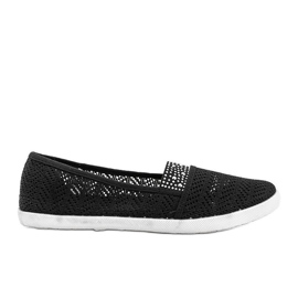 Black openwork sneakers with Annabella cubic zirconia Black openwork sneakers with Annabella cubic zirconia
