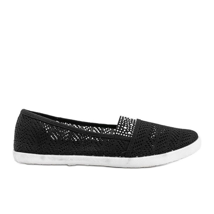 Black openwork sneakers with Annabella cubic zirconia