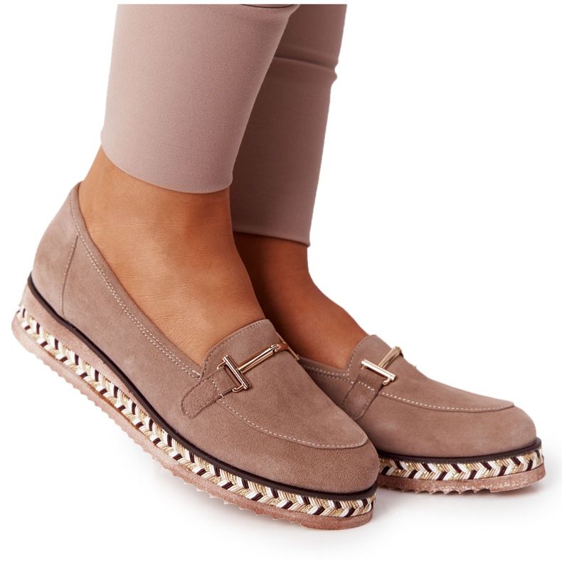Loafers On The Laura Messi 2284 Beige Platform