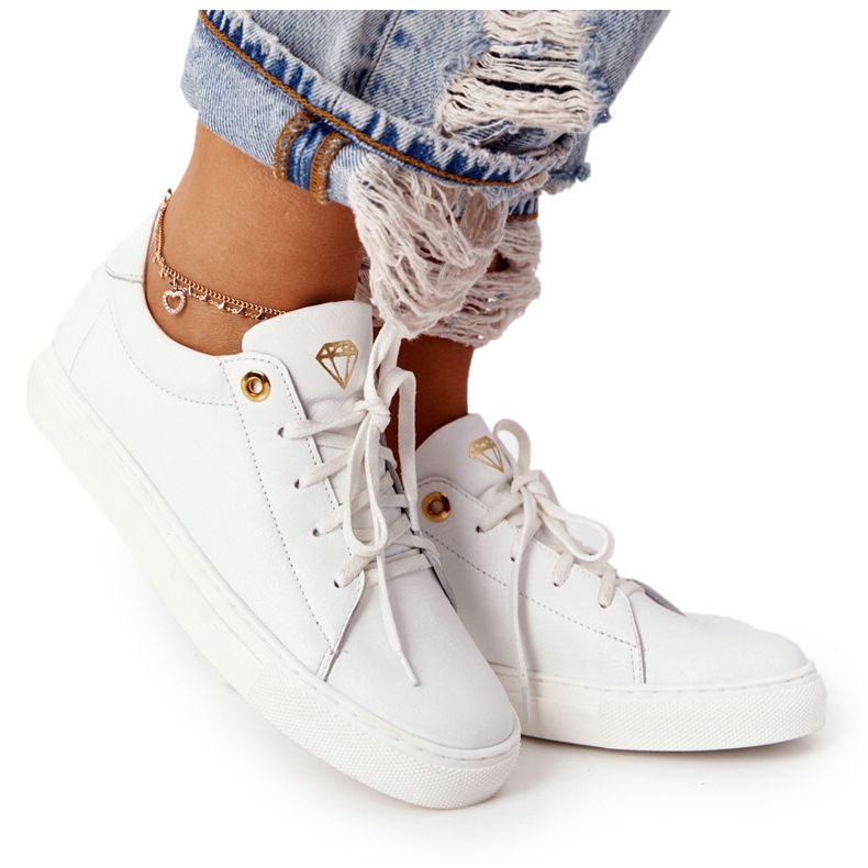 Women's Leather Sneakers White Nicole 2640 Women's Leather Sneakers White Nicole 2640