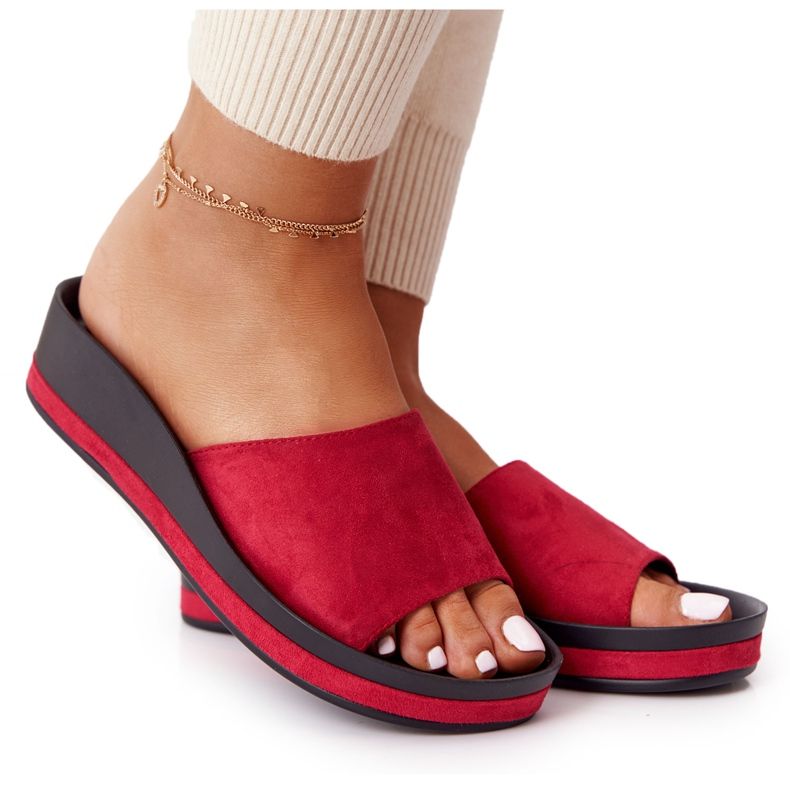 Slippers On Wedge Vinceza 21-17113 Red black