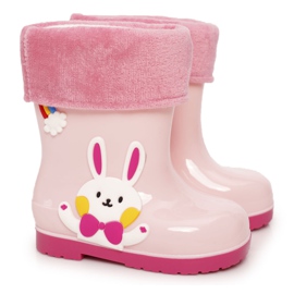 Children's warm rain boots with a pink bunny Children's warm rain boots with a pink bunny