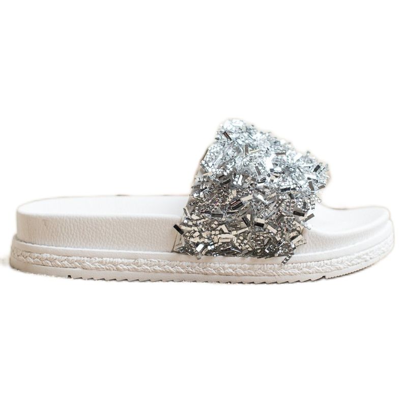 Seastar Fashion Crystal Slippers white silver