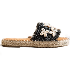 Seastar Espadrilles, Braided Flip Flops With Shells beige black