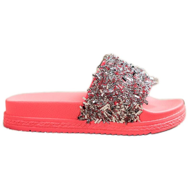 Seastar Fashion Crystal Slippers red pink
