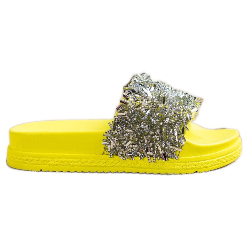 Seastar Fashion crystal slippers silver yellow