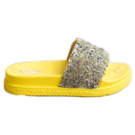 Seastar Fashionable Slippers On The Platform silver yellow