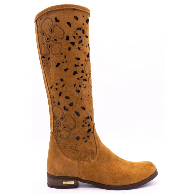 Olivier Women's openwork boots Red flowers brown