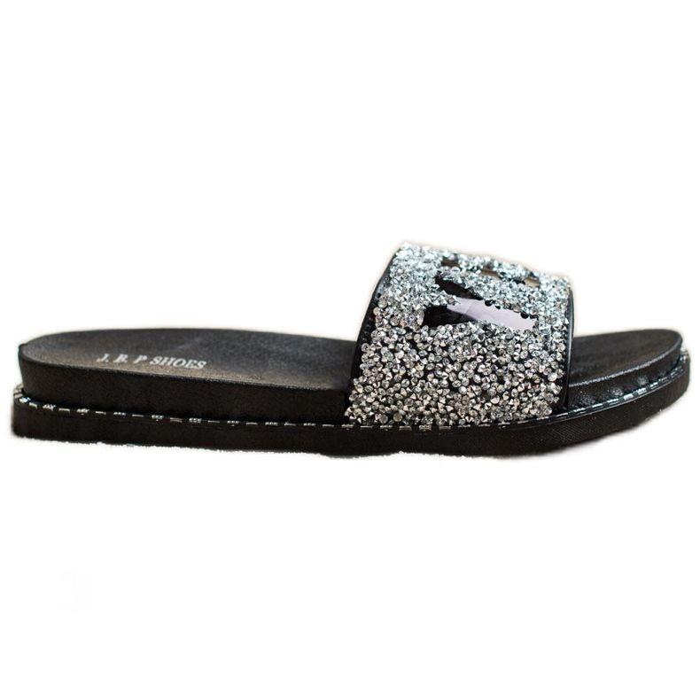 SHELOVET Fashionable flip-flops with crystals black silver SHELOVET Fashionable flip-flops with crystals black silver