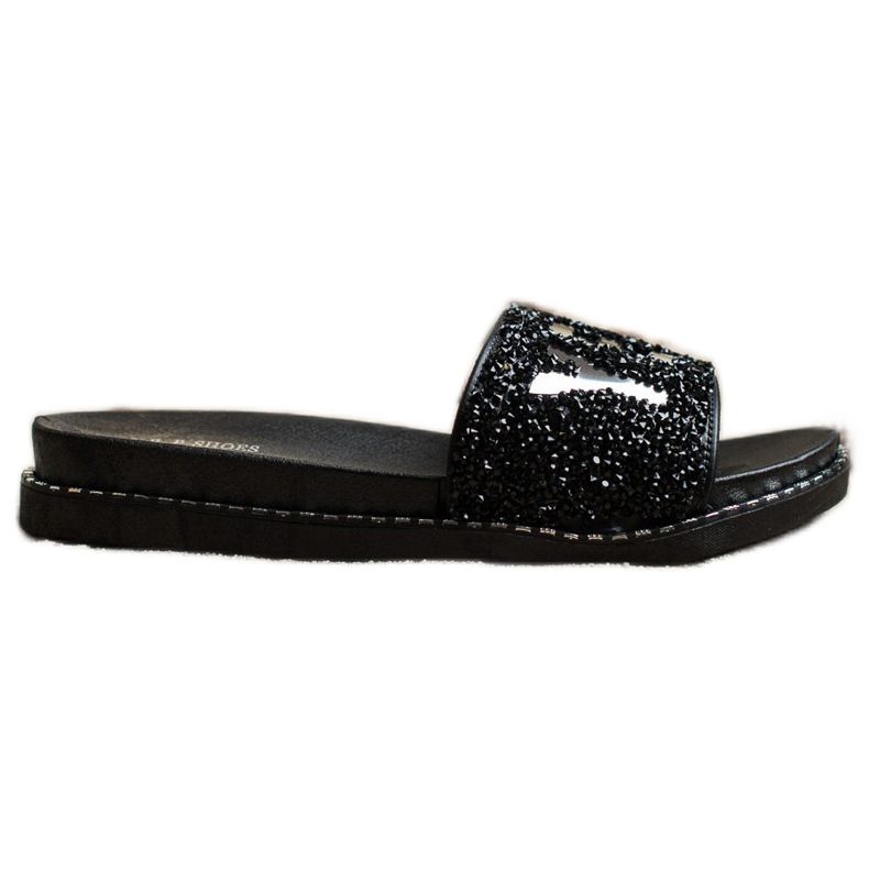 SHELOVET Fashionable Slippers With Crystals black SHELOVET Fashionable Slippers With Crystals black