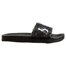 SHELOVET Beautiful slippers with crystals black SHELOVET Beautiful slippers with crystals black