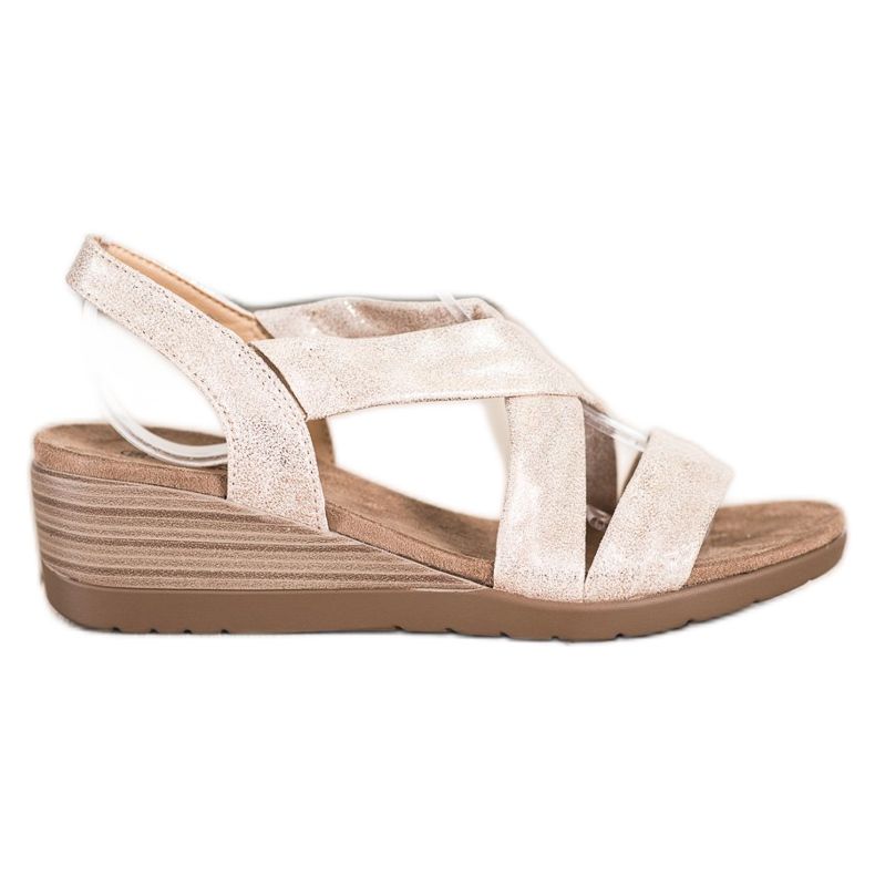 S. BARSKI Wedge Sandals S.BARSKI beige golden