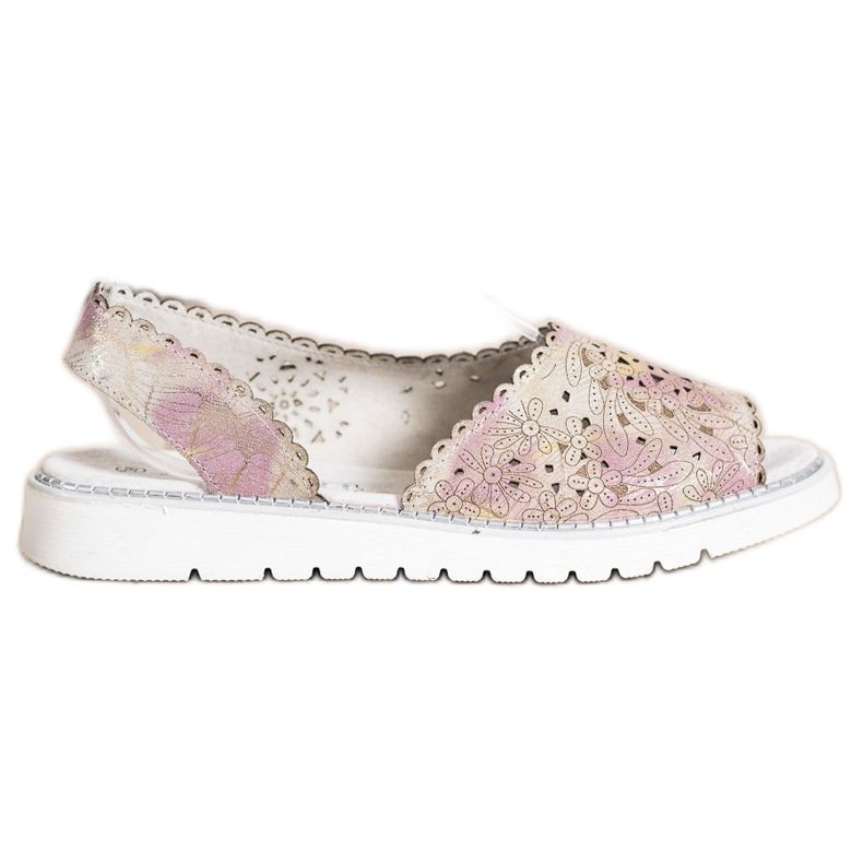 SHELOVET Comfortable leather sandals beige pink golden SHELOVET Comfortable leather sandals beige pink golden