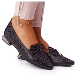 Openwork Loafers On Silver Heel Vinceza 21-10602 Black Openwork Loafers On Silver Heel Vinceza 21-10602 Black