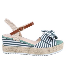 Wedge sandals white and green espadrilles DZ8009 Green beige brown