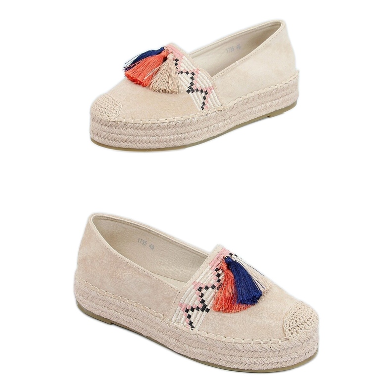 Espadrilles with fringes beige 1735 Beige