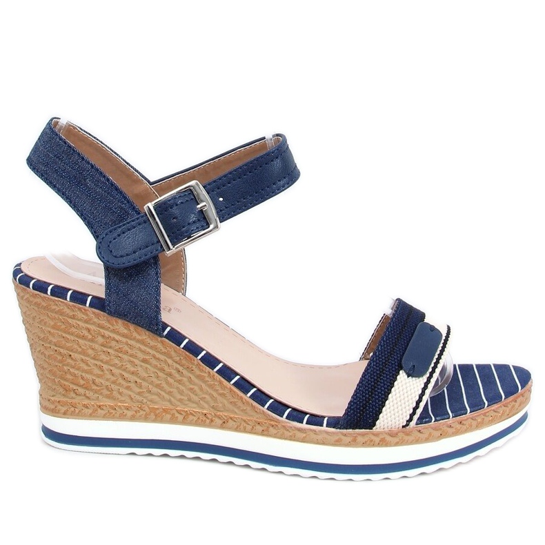 Wedge sandals A89832 Blue navy blue