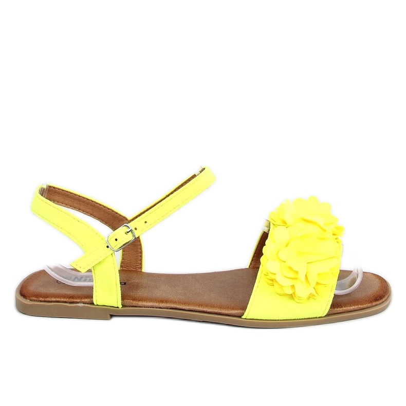 Yellow sandals for women with flowers PA-370 Yellow