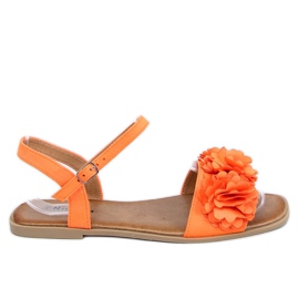 Women's sandals with flowers orange PA-370 Orange