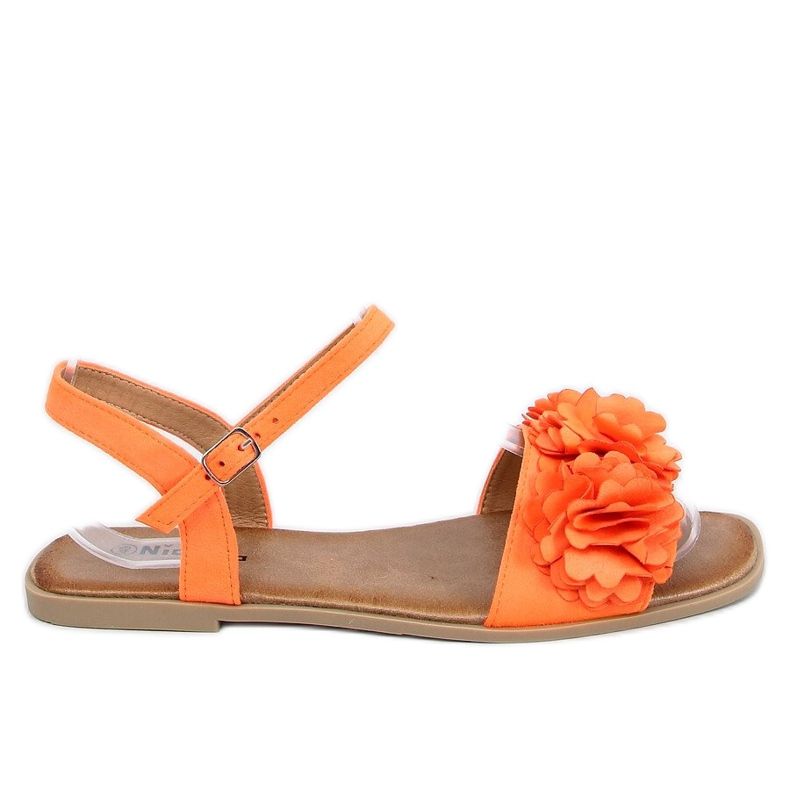 Women's sandals with flowers orange PA-370 Orange Women's sandals with flowers orange PA-370 Orange