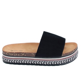 Black cork slippers 218-211 Black
