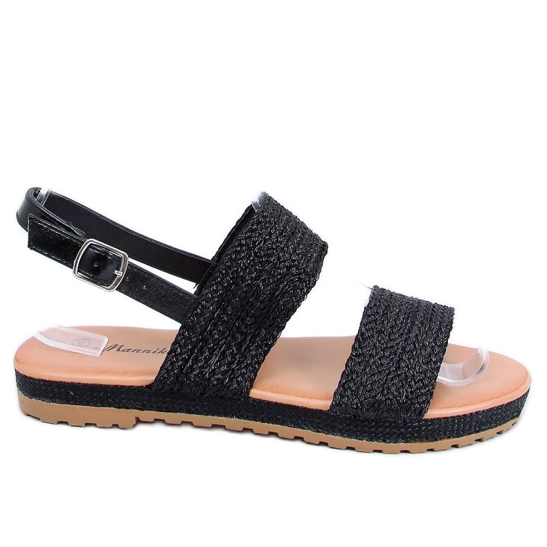Black WL1593 Black braided sandals