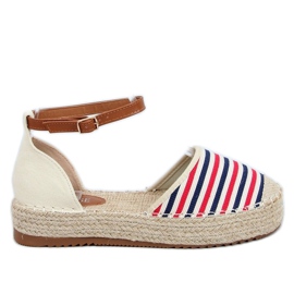 Espadrilles with stripes 9R108 Mix beige brown red navy blue