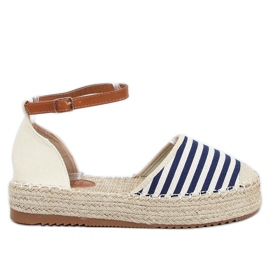 9R108 Blue striped espadrilles beige navy blue