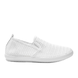 Mallory's white openwork sneakers