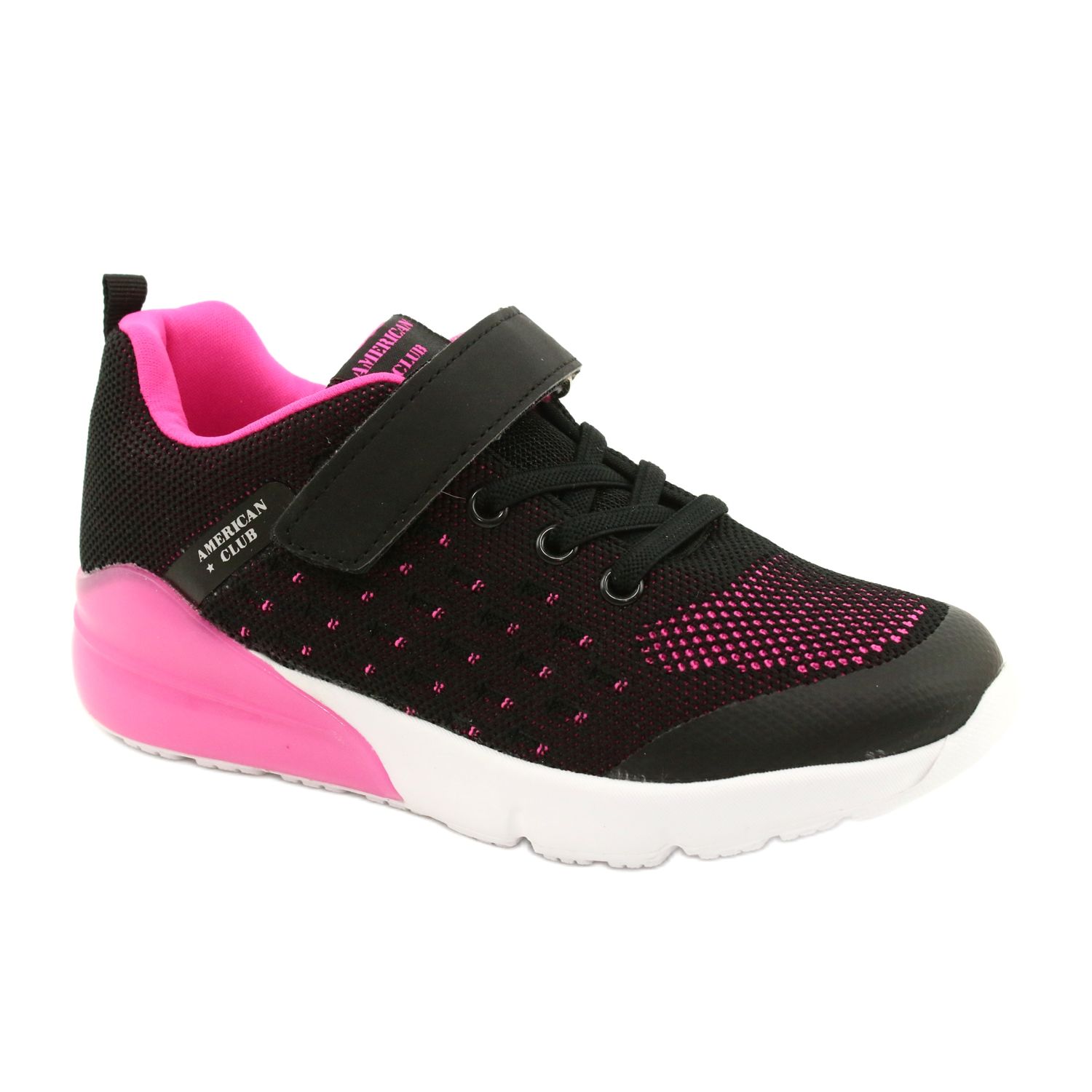 American Club Girls Sport Shoes With Velcro RL11 Black Pink